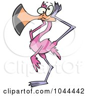 Cartoon Flamingo Covering His Ears