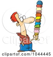 Royalty Free RF Clip Art Illustration Of A Cartoon Man Holding A Huge Ice Cream Cone