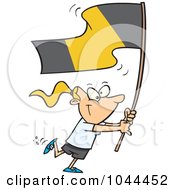 Royalty Free RF Clip Art Illustration Of A Cartoon Flag Bearer Girl Walking