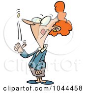 Poster, Art Print Of Cartoon Happy Businesswoman Flipping A Coin
