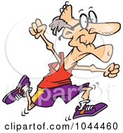 Cartoon Fit Senior Man Running