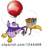 Cartoon Flightless Bird Tied To A Balloon