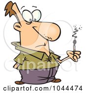 Royalty Free RF Clip Art Illustration Of A Cartoon Man Watching A Match Fizzle