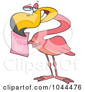 Royalty Free RF Clip Art Illustration Of A Cartoon Flamingo Holding A Flamingos Rule Sign by toonaday
