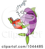 Royalty Free RF Clip Art Illustration Of A Cartoon Fish Reading A Story Book