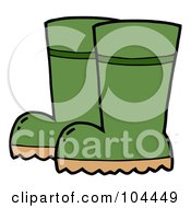 Poster, Art Print Of Pair Of Green Gardening Rubber Boots