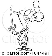 Royalty Free RF Clip Art Illustration Of A Cartoon Black And White Outline Design Of A Happy Businesswoman Flipping A Coin