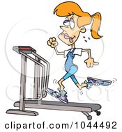 Poster, Art Print Of Cartoon Sweaty Woman Running On A Treadmill