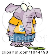 Royalty Free RF Clip Art Illustration Of A Cartoon Elephant Staring At A Flattened Soccer Ball by toonaday