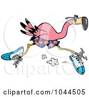 Royalty Free RF Clip Art Illustration Of A Cartoon Flamingo Running