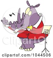 Royalty Free RF Clip Art Illustration Of A Cartoon Flautist Rhino by toonaday