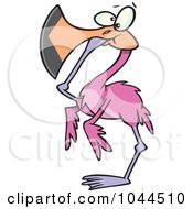 Royalty Free RF Clip Art Illustration Of A Cartoon Flamingo Covering His Mouth