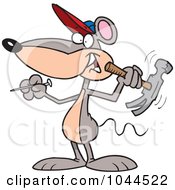 Royalty Free RF Clip Art Illustration Of A Cartoon Mouse Holding A Hammer by toonaday