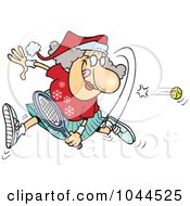 Poster, Art Print Of Cartoon Mrs Claus Playing Tennis