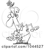 Royalty Free RF Clip Art Illustration Of A Cartoon Black And White Outline Design Of A Businessman With A Flower Head