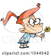 Royalty Free RF Clip Art Illustration Of A Cartoon Sweet Girl Giving A Daisy