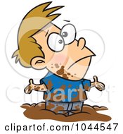 Poster, Art Print Of Cartoon Boy Playing In Mud