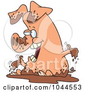 Poster, Art Print Of Cartoon Pig Playing In Mud