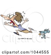 Royalty Free RF Clip Art Illustration Of A Cartoon Mouse Scaring A Woman by toonaday