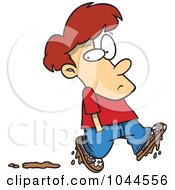 Royalty Free RF Clip Art Illustration Of A Cartoon Boy Leaving Muddy Footprints
