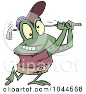 Royalty Free RF Clip Art Illustration Of A Cartoon Frog Golfing