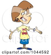 Royalty Free RF Clip Art Illustration Of A Cartoon Mother Wearing A Number One Mom Shirt by toonaday