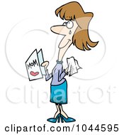 Royalty Free RF Clip Art Illustration Of A Cartoon Crying Mom Holding A Mothers Day Card by toonaday