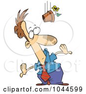 Poster, Art Print Of Cartoon Flower Pot Falling On A Businessman