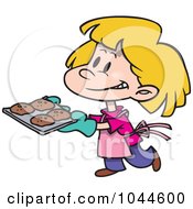 Cartoon Girl Baking Cookies