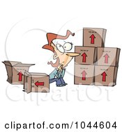Cartoon Sad Woman Sitting By Moving Boxes