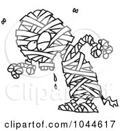 Poster, Art Print Of Cartoon Black And White Outline Design Of A Creepy Mummy