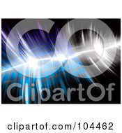 Royalty Free RF Clipart Illustration Of A Bright Light Over A Feathered Fractal Grid On Black