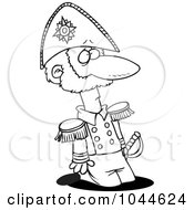 Royalty Free RF Clip Art Illustration Of A Cartoon Black And White Outline Design Of A Kneeling Soldier