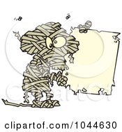 Cartoon Creepy Mummy Holding A Blank Sign