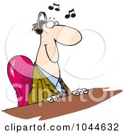 Royalty Free RF Clip Art Illustration Of A Cartoon Businessman Listening To Music At His Desk
