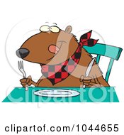 Poster, Art Print Of Cartoon Hungry Muskrat At A Table
