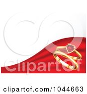 Royalty Free RF Clip Art Illustration Of A Ruby Heart Ring And Gold Ring On A Divided Red And White Background by Pushkin