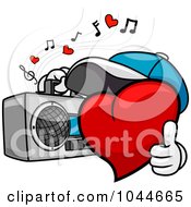 Poster, Art Print Of Heart Character Carrying A Boom Box