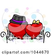 Royalty Free RF Clip Art Illustration Of A Cartoon Heart Couple Sitting On A Bench by BNP Design Studio