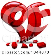 Royalty Free RF Clip Art Illustration Of A Shiny Red Heart Made Of LOVE