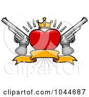 Poster, Art Print Of Heart Banner With A Crown And Guns