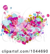 Royalty Free RF Clip Art Illustration Of A Collage Of Doodles Forming A Heart