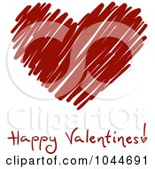 Royalty Free RF Clip Art Illustration Of A Red Scribble Heart With Happy Valentines Text