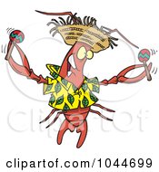 Cartoon Lobster Shaking Maracas