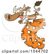 Poster, Art Print Of Cartoon Cow Running On Cheese