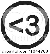 Royalty Free RF Clip Art Illustration Of A Black And White Round 3 Heart Text Message Icon