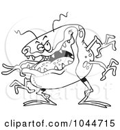 Royalty Free RF Clip Art Illustration Of A Cartoon Black And White Outline Design Of A Laughing Flu Bug
