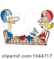 Poster, Art Print Of Cartoon Husband And Wife Playing Table Football