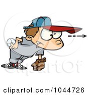 Poster, Art Print Of Cartoon Focused Boy Pitching A Baseball