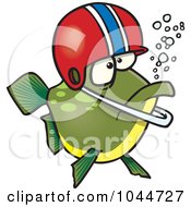 Poster, Art Print Of Cartoon Football Fish Wearing A Helmet